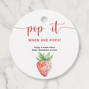 Strawberry Pop it When she pops Favour Tags