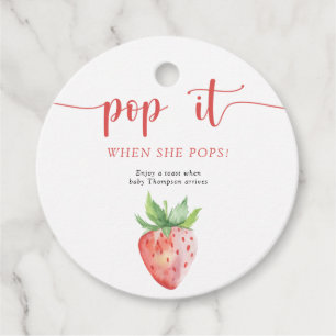 Strawberry Pop it When she pops Favour Tags