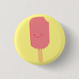 Strawberry Popsicle Cartoon Drawing 1 Inch Round Button