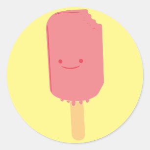 Strawberry Popsicle Cartoon Drawing Classic Round Sticker
