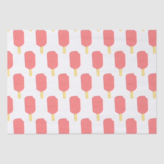 Strawberry Popsicle Cute Cartoon Drawing Tissue Paper (Front)