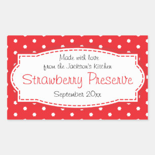 Strawberry preserve or jam food label sticker
