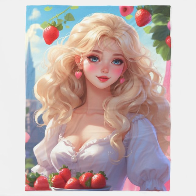 Strawberry princess  fleece blanket (Front)