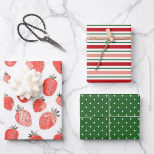 Strawberry Print/Pattern Wrapping Paper Sheets