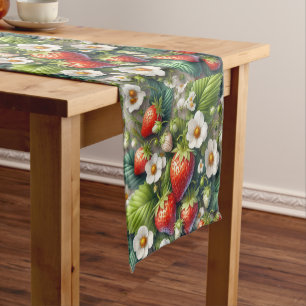 Strawberry Print Spring / Summer  Short Table Runner