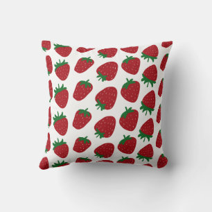 Strawberry Print Throw Pillow