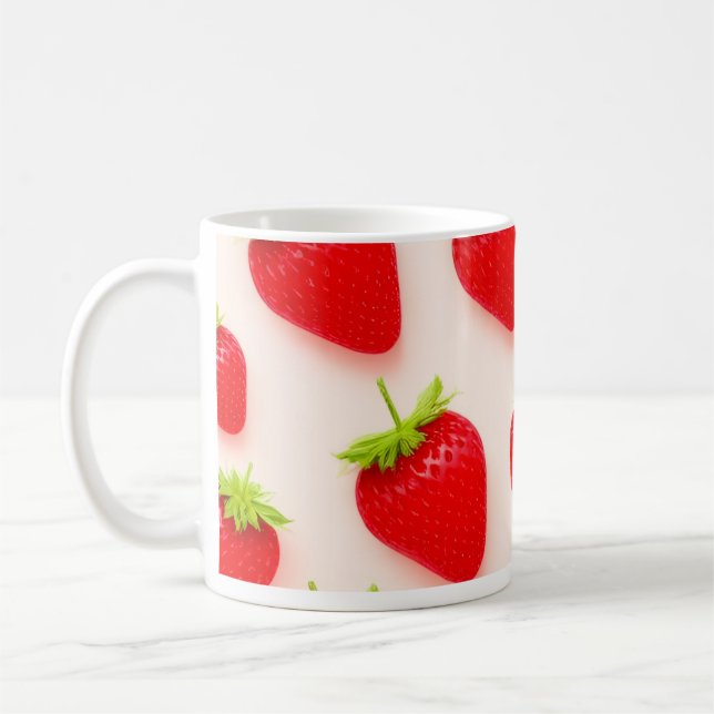Strawberry Printed Ceramic Coffee Mug (Left)