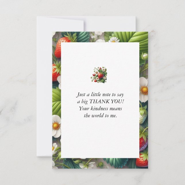Strawberry Printed Flat Thank You Card (Front)