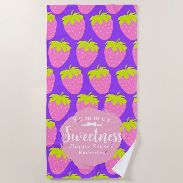 Strawberry Purple Beach Towel (Front)