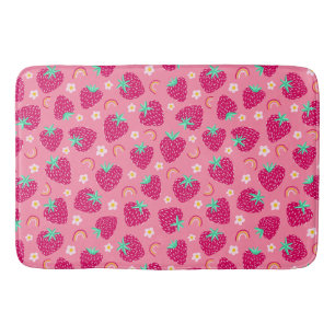 Strawberry Rainbow Daisy pattern Bath Mat