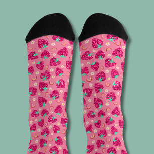 Strawberry Rainbow Daisy pattern Socks