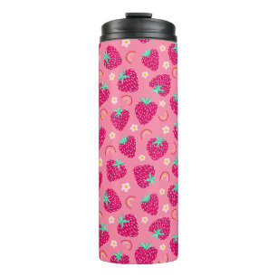 Strawberry Rainbow Daisy pattern Thermal Tumbler