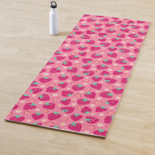 Strawberry Rainbow Daisy pattern Yoga Mat