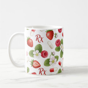 Strawberry Raspberry Botanical Pill Pattern Coffee Mug