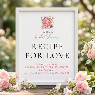 Strawberry Recipe for Love Bridal Shower Sign