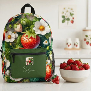  Strawberry Red Berry Fruit  Backpack 