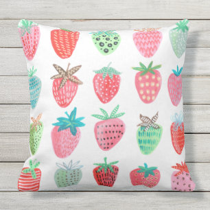 Strawberry red Pattern Summer Outdoor Pillow