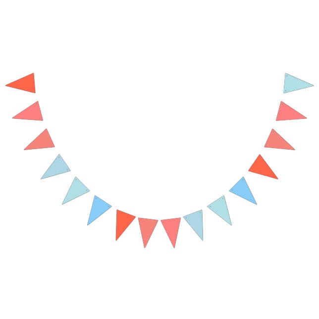 Strawberry Red to Soft Blue Gradient Bunting Flags (All)