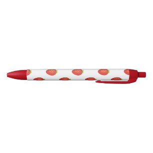 Strawberry Red Trim Pen, Black Ink Pen
