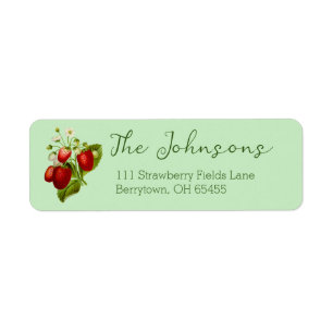 Strawberry Return Address Labels Green