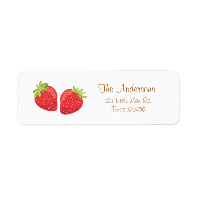 Strawberry Return Address Labels Summer fruit (Front)