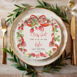 Strawberry ribbon bow coquette baby shower paper plate<br><div class="desc">Berry sweet strawberry baby shower monogrammed paper plates template,  ribbon bow coquette summer garden strawberry berry themed baby shower personalized printed paper plates,  strawberries and  bow baby shower personalized paper plates berry sweet baby shower personalized table decor</div>