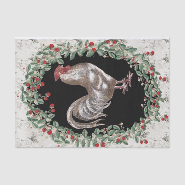 Strawberry Rooster One Tissue Paper (Front)