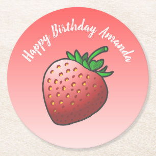 Strawberry Round Paper Coaster