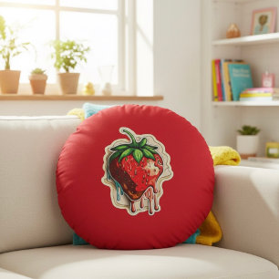 Strawberry Round Pillow