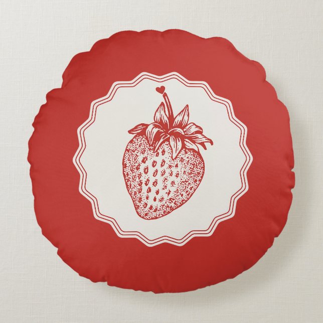 Strawberry Round Pillow (Front)