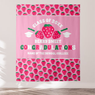 Strawberry School Reunion Graduation Banner Tapestry
