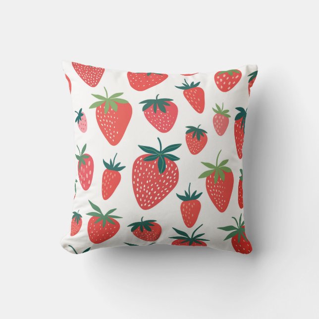 Strawberry seamless pattern throw pillow (Front)