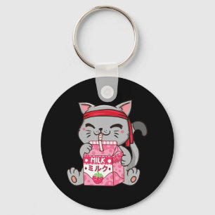 Strawberry Shake Strawberry Milk Cat Kawaii Neko A Keychain