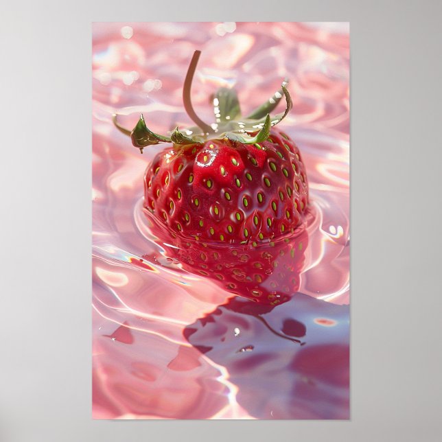Strawberry Shimmering Light Pink Water Surface Pos Poster (Front)