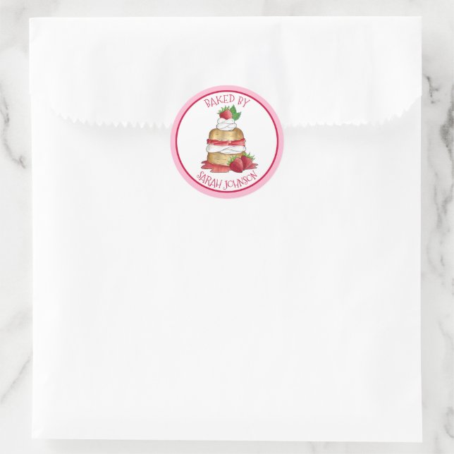 Strawberry Shortcake Cake Bakery Chef Baked By Classic Round Sticker (Bag)