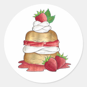 Strawberry Shortcake Cake Dessert Strawberries Classic Round Sticker