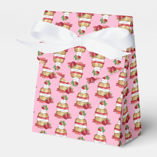 Strawberry Shortcake Cake Dessert Strawberries Favor Box (Front Side)