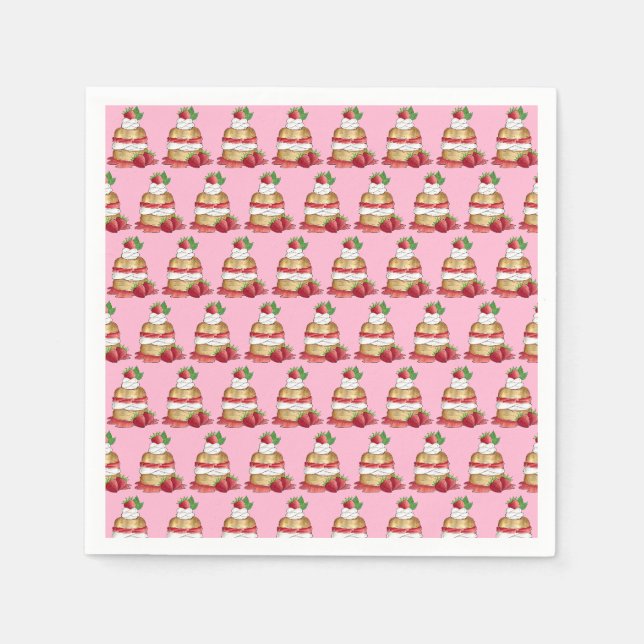Strawberry Shortcake Cake Dessert Strawberries Napkin (Front)