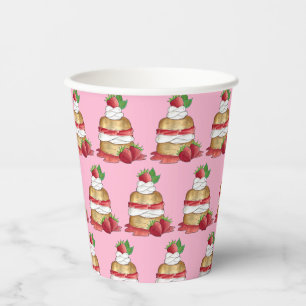 Strawberry Shortcake Cake Dessert Strawberries Paper Cups