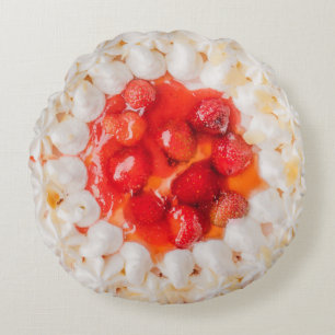 Strawberry shortcake dessert cake whipped cream round pillow