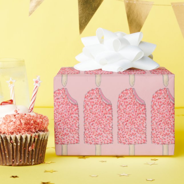 Strawberry Shortcake Pink Ice Cream Popsicles Wrapping Paper (Birthday Party)