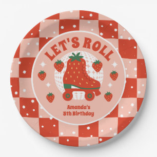Strawberry Skates   Retro Roller Skating Birthday Paper Plate