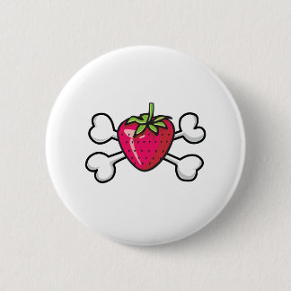 strawberry Skull and Crossbones 2 Inch Round Button