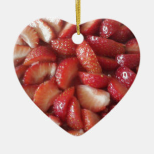 Strawberry Slices, Healthy Food Snack, Red Fruit Ceramic Ornament