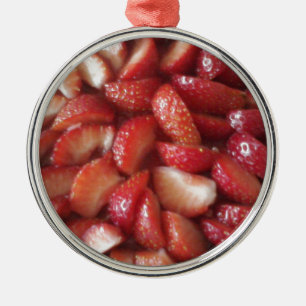 Strawberry Slices, Healthy Food Snack, Red Fruit Metal Ornament
