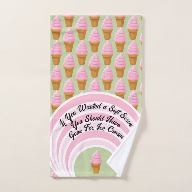 Strawberry Soft Serve Pickleball Sweet Pink Green  Hand Towel (Hand Towel)