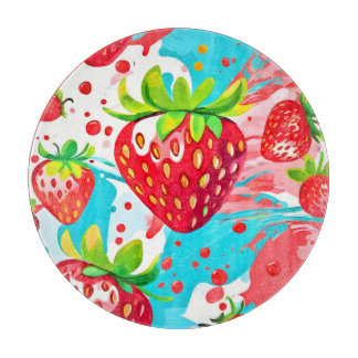 Strawberry Splash Pattern Cutting Board