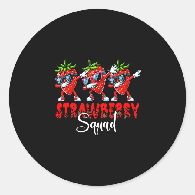 Strawberry squad three dabbing strawberries classic round sticker (Front)