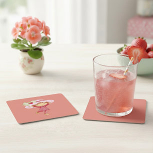 Strawberry Square Paper Coaster