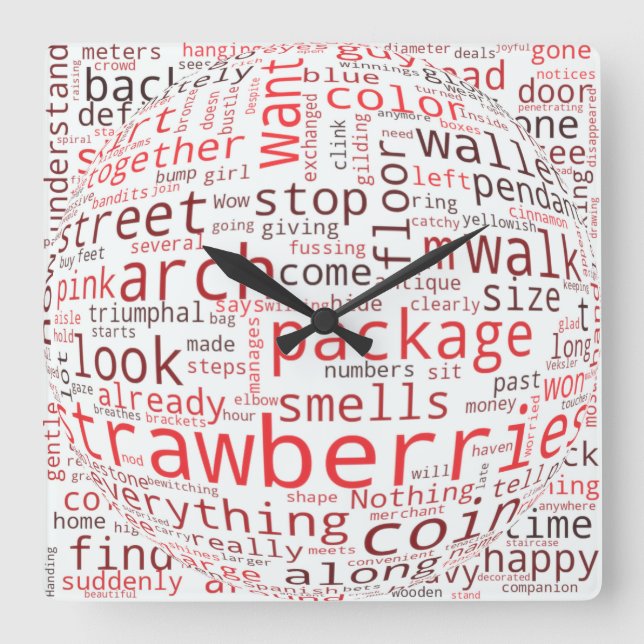 Strawberry Square Wall Clock (Front)